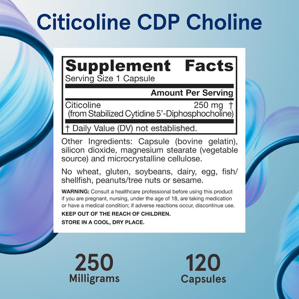 Jarrow, Citicoline CDP Choline, 250mg, 120 cps - Compra 1 lleva el otro al 50% - 2 frascos por $103.49
