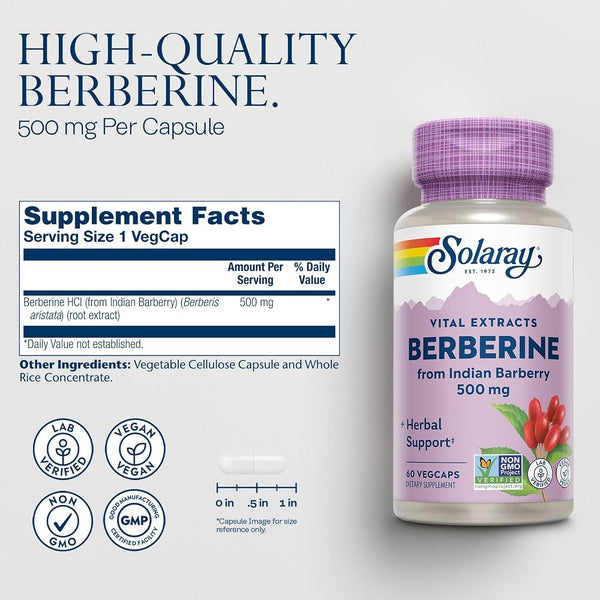 Solaray, Berberina, 500mg, 60 cps - COMPRE UNO Y EL SEGUNDO A ½ PRECIO