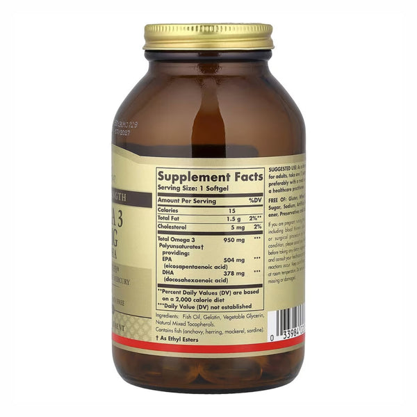 Solgar Omega 3 950mg 100 cps - Compra 1 lleva el otro al 50% - 2 frascos por $67.49