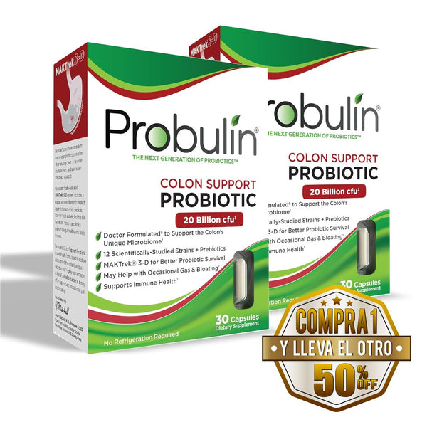 Probulin, Colon Support, Probiotic, 30 cps - Compra 1 lleva el otro al 50%  - 2 frascos por $68.99