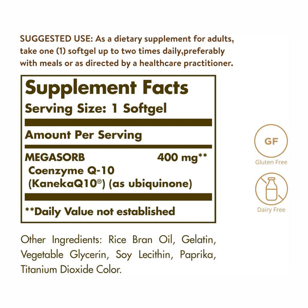 Solgar, CoQ10, 400mg, 60 cps + 30 cps GRATIS