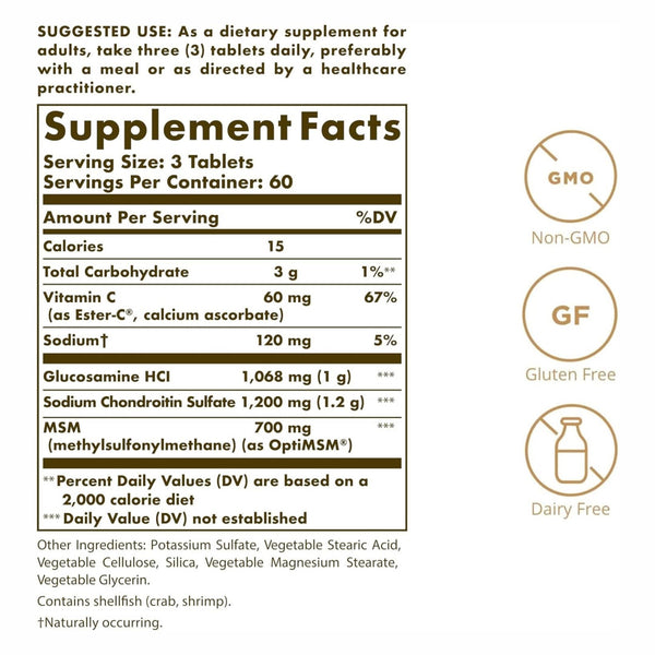 Solgar, Glucosamine Chondroitin MSM w/ C 180 - Compra 1 lleva el otro al 50%  - 2 frascos por $71.99