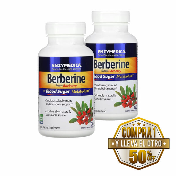 Enzymedica Berberine 120 cps - Compra 1 lleva el otro al 50%  - 2 frascos por $74.24