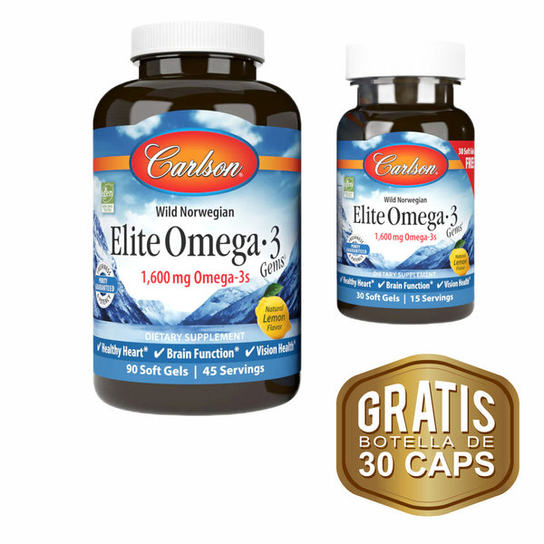 Carlson, Elite Omega 3, 90 caps + 30 caps Gratis