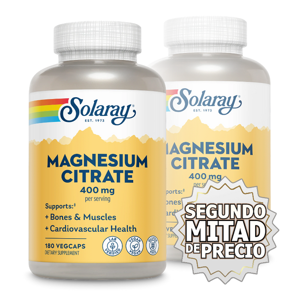 Solaray, Mag Citrate, 400mg, 180 cps - COMPRE UNO Y EL SEGUNDO A ½ PRECIO