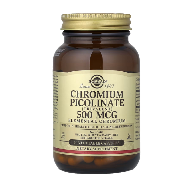 Solgar, Picolinato de Cromo, 500 mcg, 60 cps